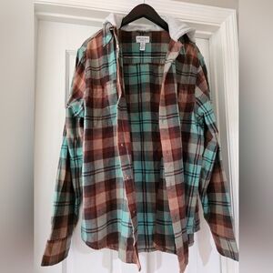 Flannel top with hood